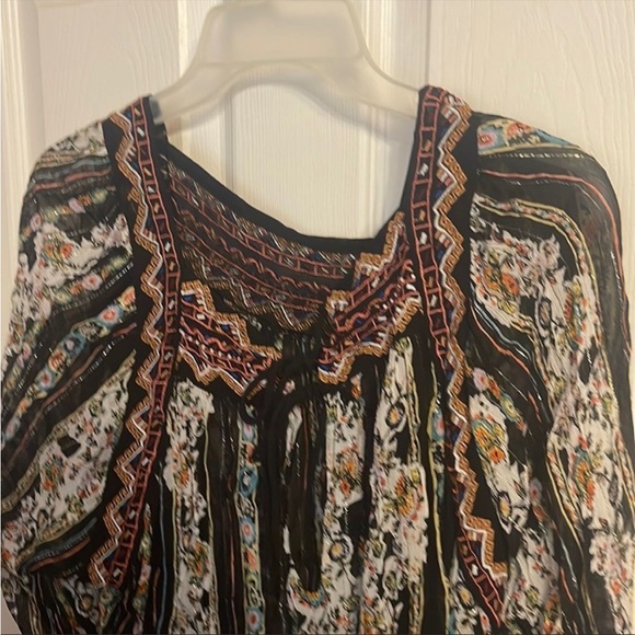 Free People Dance Magic Printed Embroidery Metallic Dress Small - Picture 5 of 10